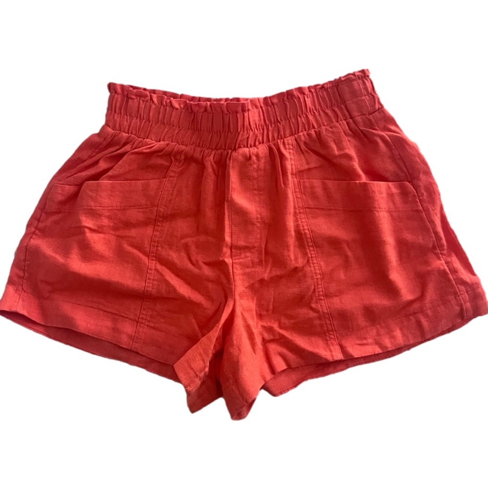 A New Day Pull-on High Waist Linen Shorts Clementine Orange Women’s Size Small